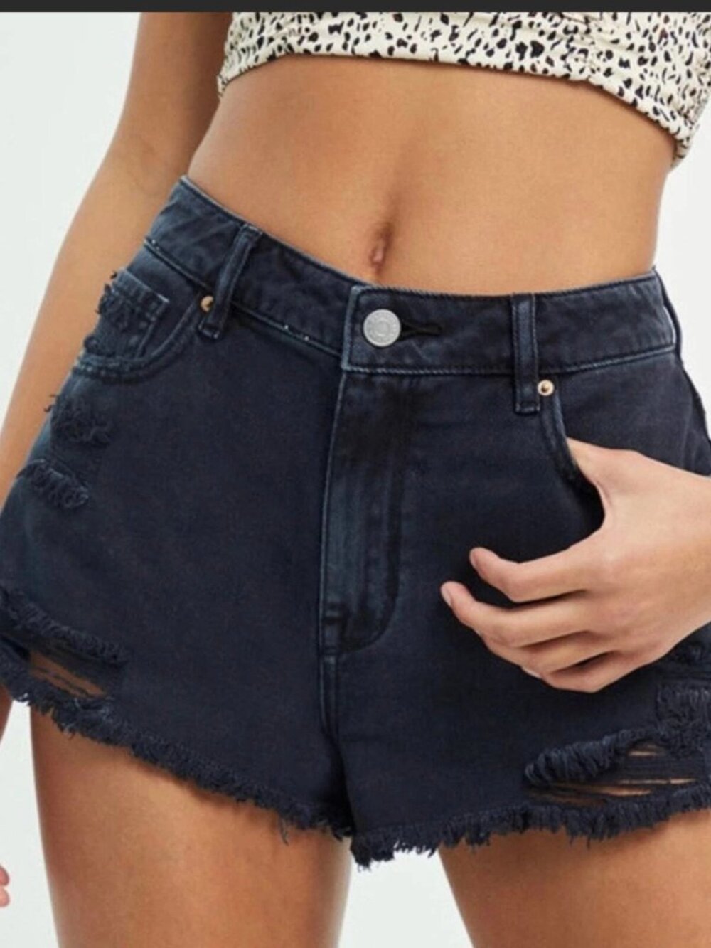High-Rise Distressed Black Denim Shorts - Pac Sun High Rise Icon Short